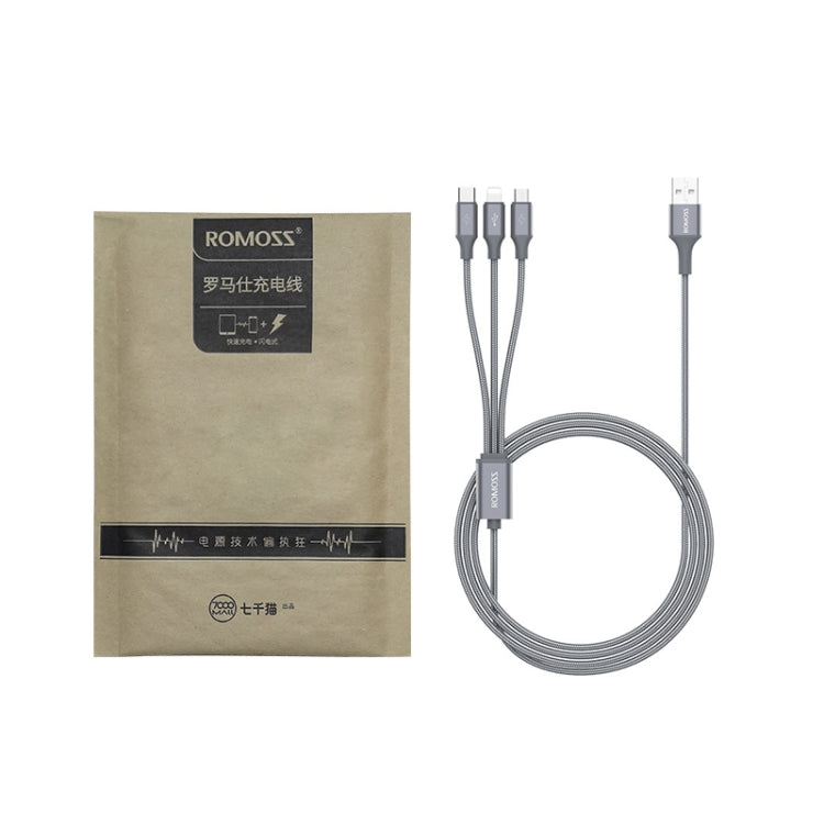 ROMOSS CB25 3 In 1 3.5A  8 Pin + Micro USB + Type C/USB-C Cable 1.5m(Rose Gold) - Multifunction Cable by ROMOSS | Online Shopping UK | buy2fix
