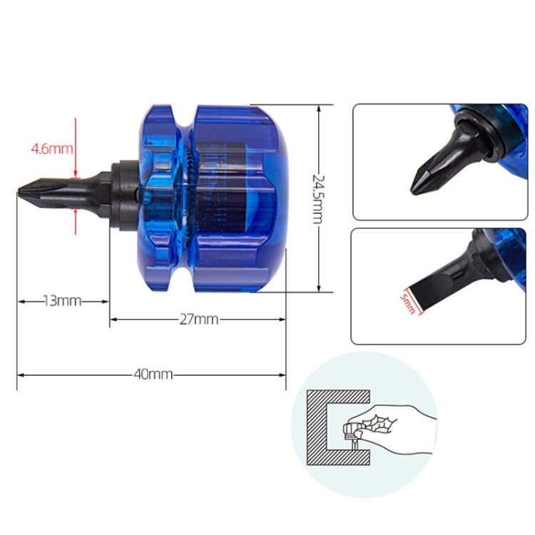 HSD HS-105 Portable Short Handle Phillips And Straight 2 In 1 Screwdriver With Magnetism - Screwdriver Tools by HSD | Online Shopping UK | buy2fix