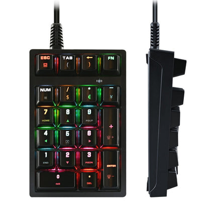 198I K21 Wired Mechanical Dightal Keyboard Multifunction Button RGB Backlight Office Keypad(Black) - Mini Keyboard by 198I | Online Shopping UK | buy2fix