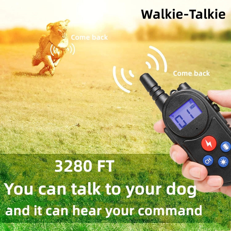 1000m Remote Control Intercom Dog Trainer Electric Shock Vibration Stop Barker(Yellow) - Training Aids by buy2fix | Online Shopping UK | buy2fix