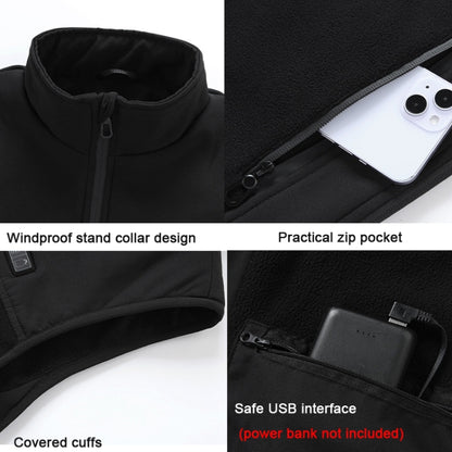 Heated Vest USB Charging Smart Heating Clothing 13 Zones Heating 3 Switch Control, Size: S/M/L(Black) - Loose Coat by buy2fix | Online Shopping UK | buy2fix