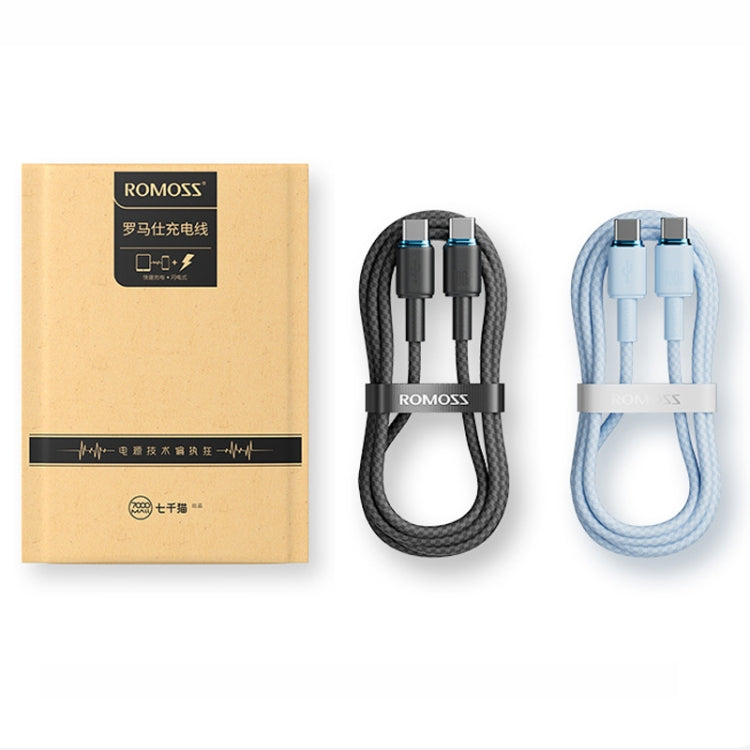 ROMOSS PD100W 5A Dual USB-C / Type-C Data Cable Mobile Phone Tablet  Fast Charging Cable With Light 1.2m(Blue) - USB-C & Type-C Cable by ROMOSS | Online Shopping UK | buy2fix