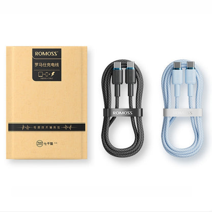ROMOSS PD100W 5A Dual USB-C / Type-C Data Cable Mobile Phone Tablet  Fast Charging Cable With Light 2m(Blue) - USB-C & Type-C Cable by ROMOSS | Online Shopping UK | buy2fix