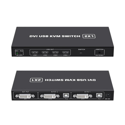 4K DVI USB KVM Switch DVI 2 In 1 Out Adapter Two Computer Shared Switcher Hub(Black) - Switch by buy2fix | Online Shopping UK | buy2fix