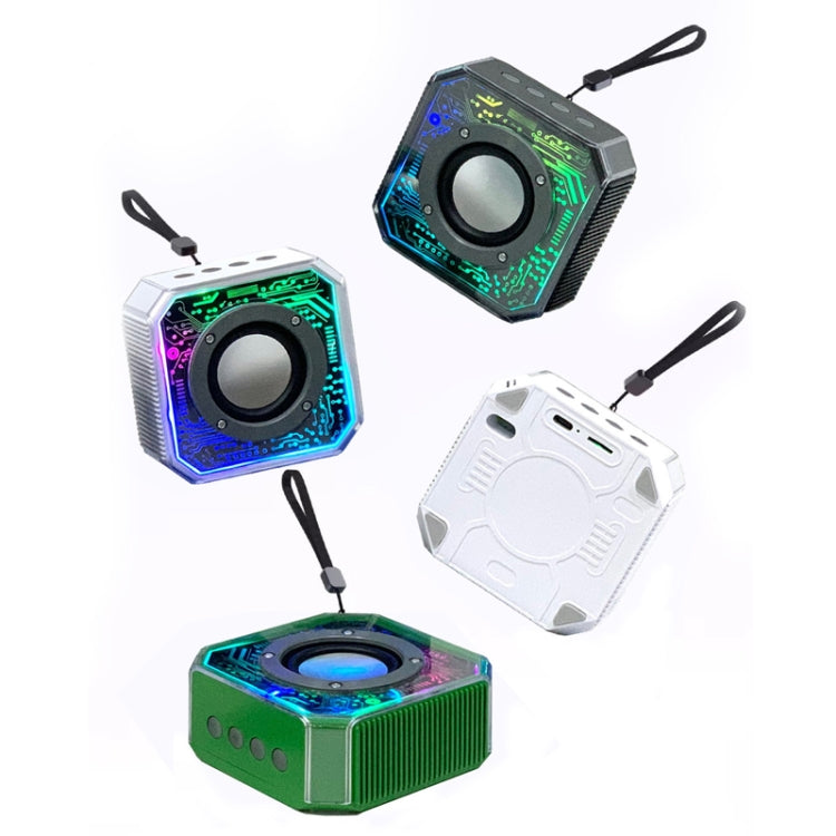 Transparent Mecha Small Steel Cannon Bluetooth Speaker Subwoofer With RGB Light(Green) - Mini Speaker by buy2fix | Online Shopping UK | buy2fix