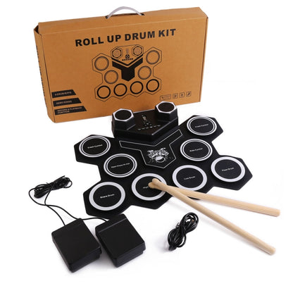 G6008 Desktop Drums With Sound Lithium Portable Drum Set Bluetooth Kids Practice Drum(Black) - Percussion Instruments by buy2fix | Online Shopping UK | buy2fix