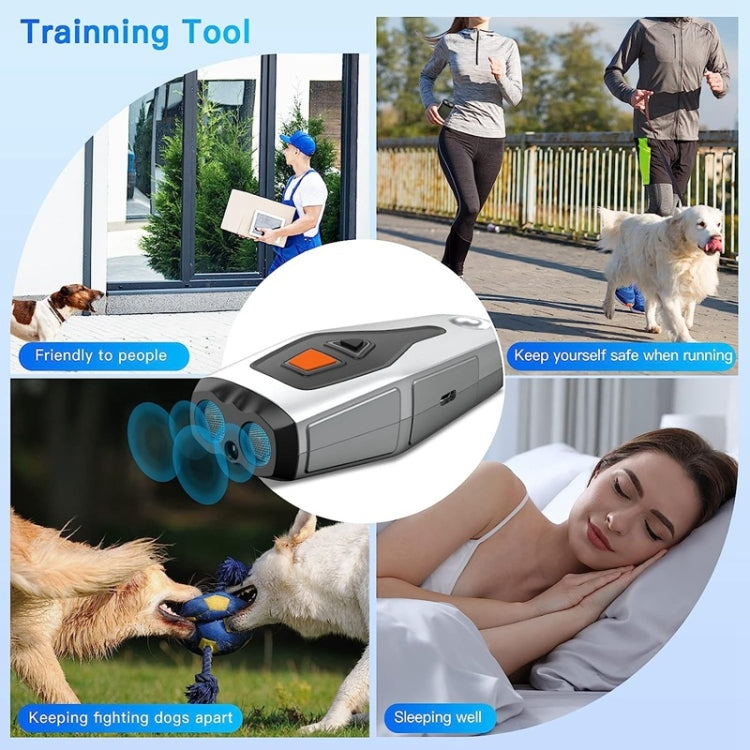 Dual Probe Dual Drive Ultrasonic Stop Barker Pet Trainer(Silver Gray) - Training Aids by buy2fix | Online Shopping UK | buy2fix