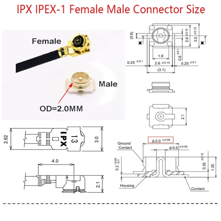 1 In 3 IPX To RPSMAJ RG178 Pigtail WIFI Antenna Extension Cable Jumper(20cm) - Connectors by buy2fix | Online Shopping UK | buy2fix