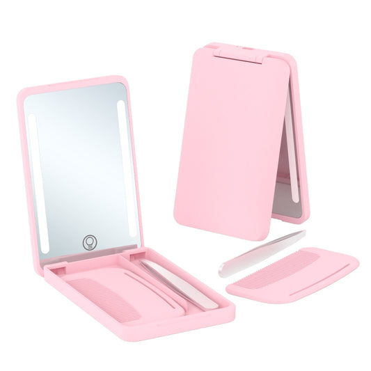 LED Cosmetic Mirror Rechargeable Smart Fill Light Travel Portable Set(Pink) - Mirror by buy2fix | Online Shopping UK | buy2fix