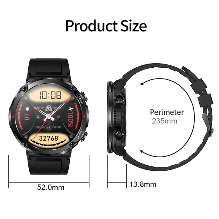 T30 1.6-inch Outdoor Sports Waterproof Smart Music Bluetooth Call Watch, Color: Black Net+Silicone - Smart Watches by buy2fix | Online Shopping UK | buy2fix