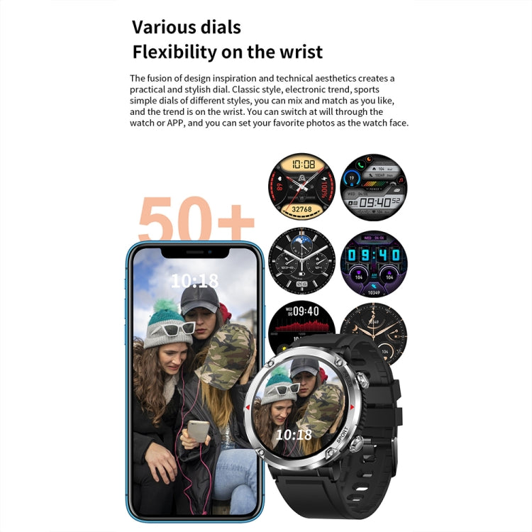 T30 1.6-inch Outdoor Sports Waterproof Smart Music Bluetooth Call Watch, Color: Black Net+Silicone - Smart Watches by buy2fix | Online Shopping UK | buy2fix