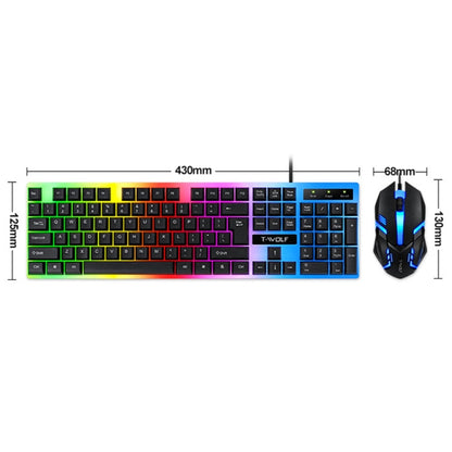 T-WOLF TF230 Colorful Light Effect Game Office Computer Wired Keyboard and Mouse Kit(White) - Wired Keyboard by T-WOLF | Online Shopping UK | buy2fix