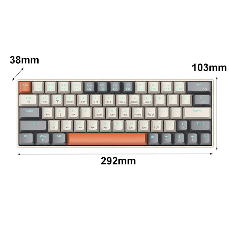 T-WOLF T60 63 Keys Office Computer Gaming Wired Mechanical Keyboard, Color: Color-matching A - Wired Keyboard by T-WOLF | Online Shopping UK | buy2fix