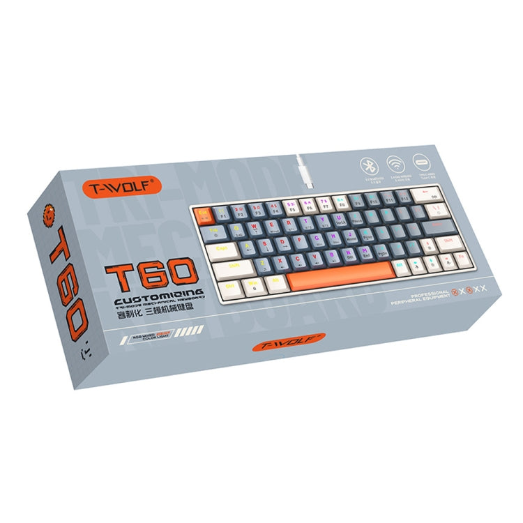 T-WOLF T60 63 Keys Office Computer Gaming Wired Mechanical Keyboard, Color: Color-matching A - Wired Keyboard by T-WOLF | Online Shopping UK | buy2fix