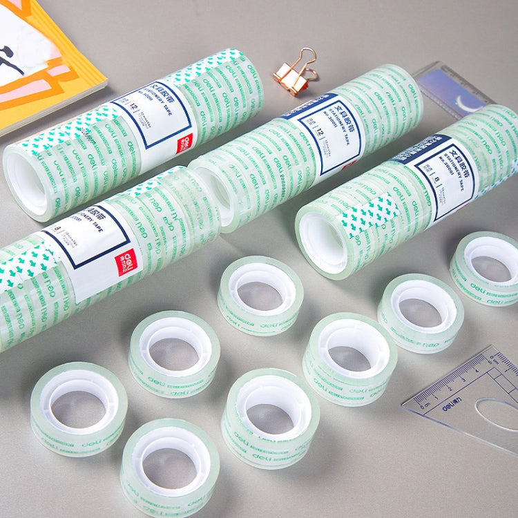 12 Rolls Width 0.8cm x Length 18.2m Deli Small High Viscosity Office Transparent Tape Student Stationery Tape - Tape & Solid glue by Deli | Online Shopping UK | buy2fix