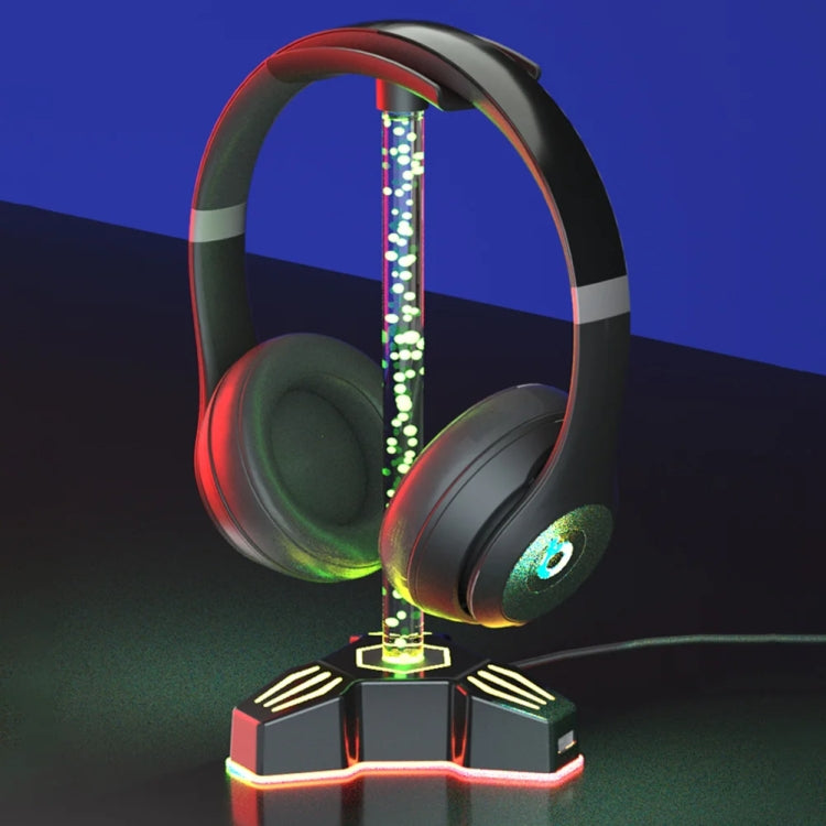 RGB Lighted Headphone Stand With Ambient Light USB Expansion Port Headphone Display Bracket, Style: Without 3.5mm Port - Headset Stand by buy2fix | Online Shopping UK | buy2fix
