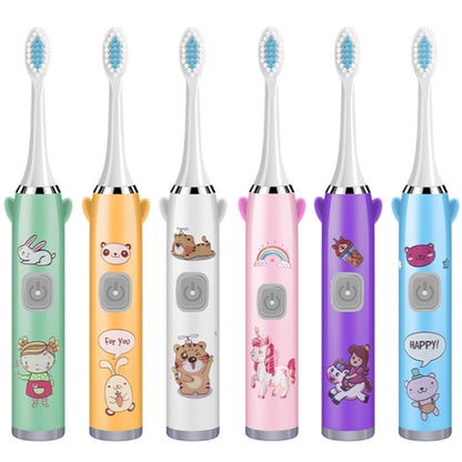 USB Charging Fully Automatic Ultrasonic Cartoon Children Electric Toothbrush, Color: Pink with 6 Heads - Toothbrushes by buy2fix | Online Shopping UK | buy2fix