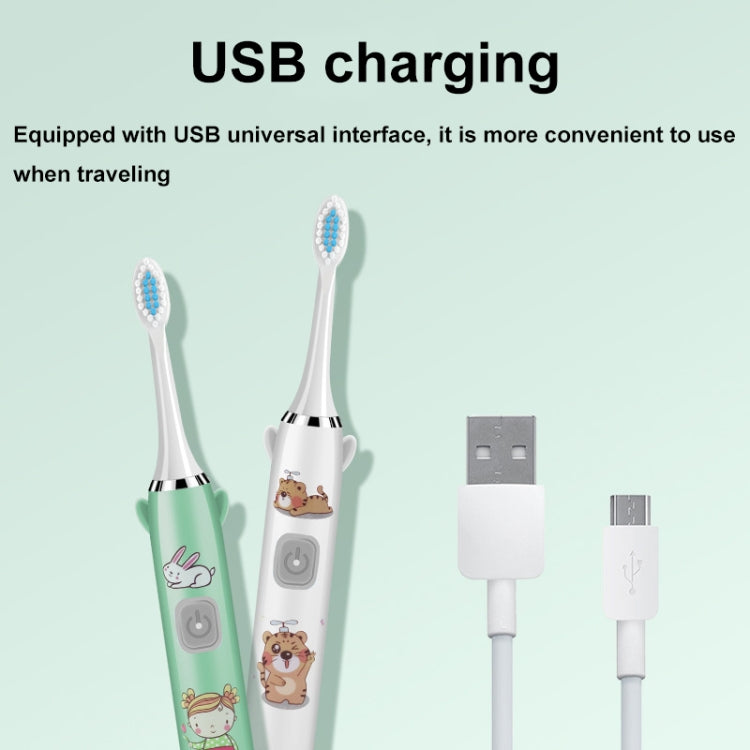 USB Charging Fully Automatic Ultrasonic Cartoon Children Electric Toothbrush, Color: Blue with 8 Heads - Toothbrushes by buy2fix | Online Shopping UK | buy2fix