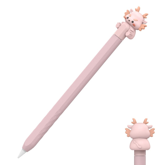 For Apple Pencil 2 AhaStyle Cartoon Dragon Pen Case Capacitive Stylus Silicone Cover(Pink) - Pencil Accessories by AhaStyle | Online Shopping UK | buy2fix