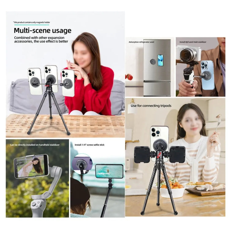 Magnetic Phone Holder with 1/4 Inch Hole for Tripod Magic Arm(Black) -  by buy2fix | Online Shopping UK | buy2fix