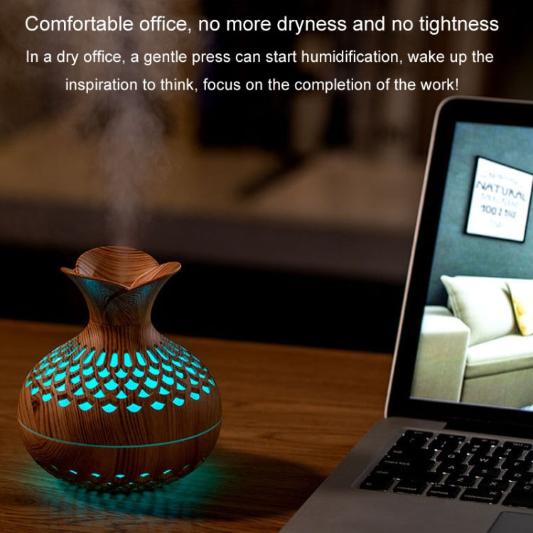 LED Light Aromatherapy Diffuser Home Small Vase Quiet Humidifier Aromatherapy Diffuser 2 In 1(Dark Wood) - Air Purifiers & Accessories by buy2fix | Online Shopping UK | buy2fix