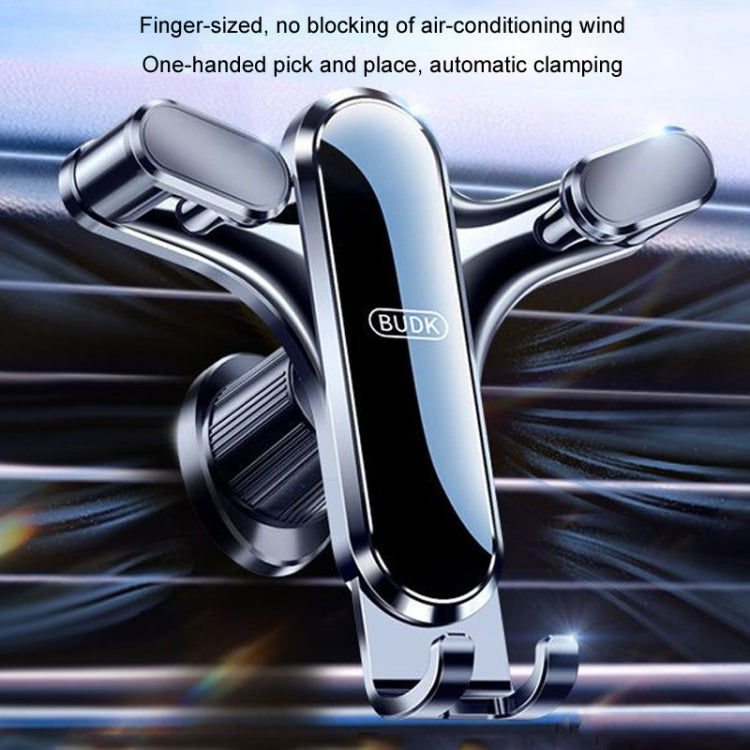 BUDK Triangle Gravity Sensor Car Phone Bracket Car Air Vent Navigation Holder, Model: Bent Suction Cup Base Model - Car Holders by BUDK | Online Shopping UK | buy2fix