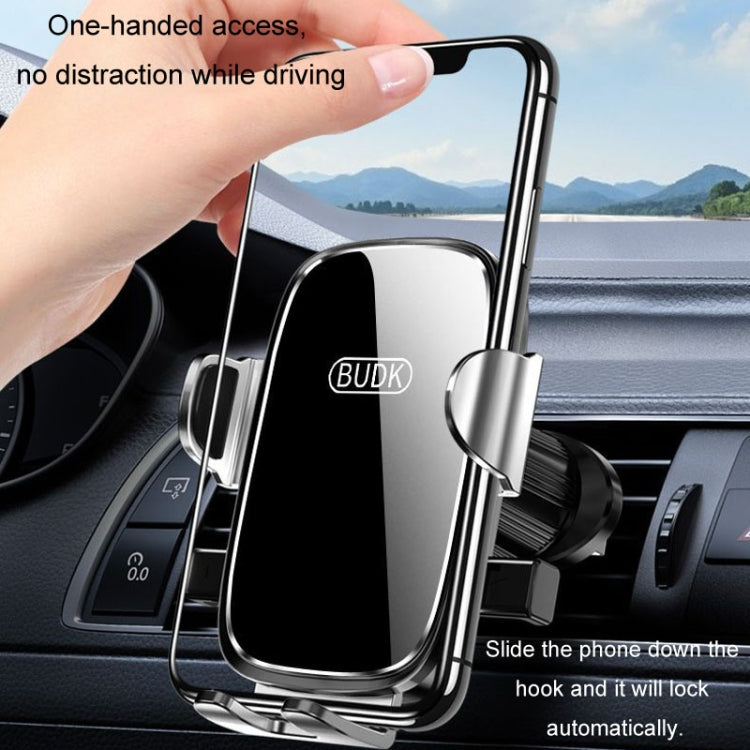 BUDK Anti-shake Car Phone Bracket Car Navigation Air Vent Fixed Gravity Support Stand(Black) - Car Holders by BUDK | Online Shopping UK | buy2fix