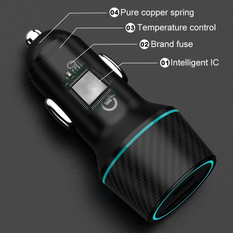 QIAKEY Dual Fast Charging Charger One To Two Cigarette Lighter, Size: TH229 96W(Black) - Car Charger by QIAKEY | Online Shopping UK | buy2fix