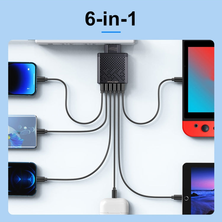 6-Ports Multifunctional Quick Charging USB Travel Charger Power Adapter, Model: Black UK Plug - USB Charger by buy2fix | Online Shopping UK | buy2fix