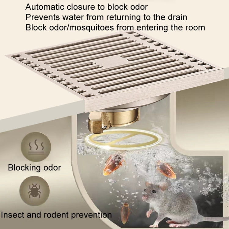 All Copper Brushed Anti-Odor Floor Drain Gravity Copper Core Bathroom Floor Drain, Specification: 8x20cm Long Medium Drain - Drain Strainers by buy2fix | Online Shopping UK | buy2fix