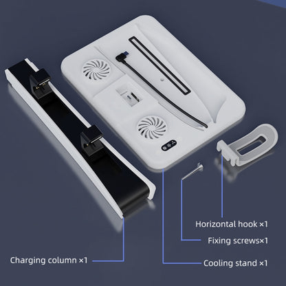 For PS5 Slim Iplay HBP-539 Console Cooling Base With RGB Ambient Light Vertical Grip Stand Charger(White) - Charger & Power by iplay | Online Shopping UK | buy2fix