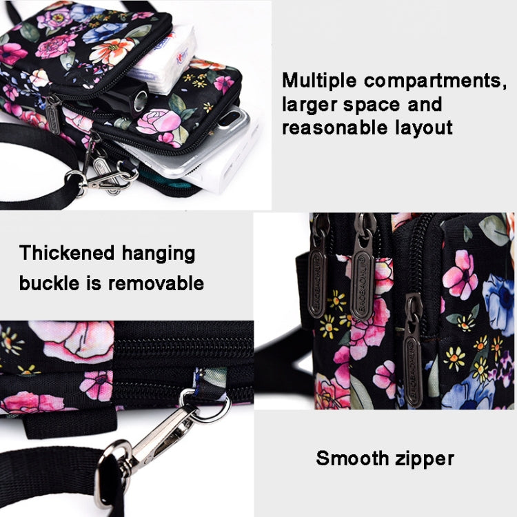 Printed Crossbody Mobile Phone Bag Mini Wallet With Arm Band, Style: Colorful Flower - Single-shoulder Bags by buy2fix | Online Shopping UK | buy2fix