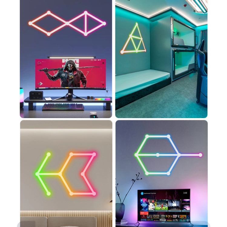 JSK-P22 5V Bluetooth RGB Stitching Light E-Sports Atmosphere Decorative Lamp, Style: 6 Sections+USB To DC Line(White) - Novelty Lighting by buy2fix | Online Shopping UK | buy2fix