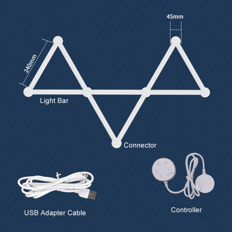 JSK-P22 5V Bluetooth RGB Stitching Light E-Sports Atmosphere Decorative Lamp, Style: 6 Sections+USB To DC Line+US Plug(Black) - Novelty Lighting by buy2fix | Online Shopping UK | buy2fix