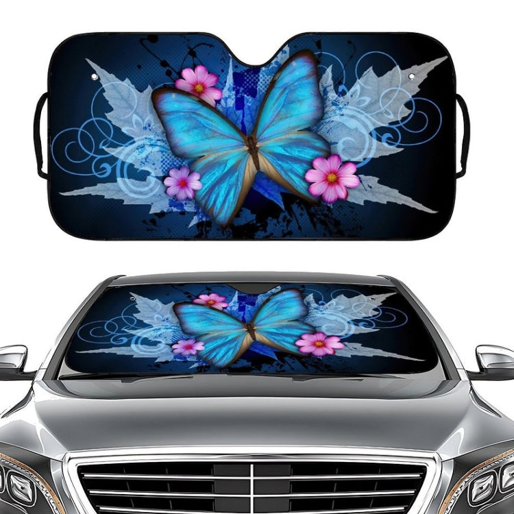 70x138cm Printed Car Sun Protection Heat Insulation Sunshade(Blue Butterfly) - Window Foils & Solar Protection by buy2fix | Online Shopping UK | buy2fix