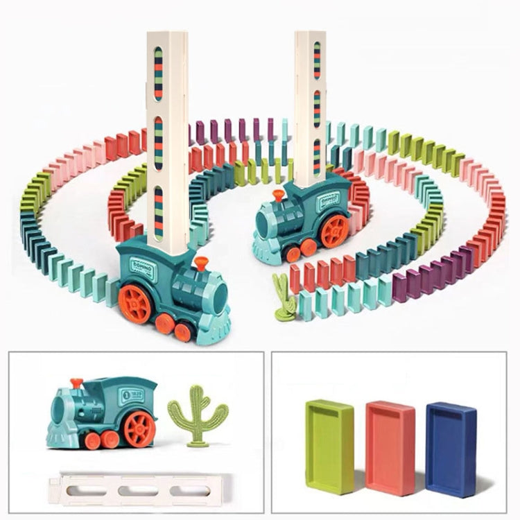 Children Dominoes Toy Train Electrical Music Light Train Automatic Casting Tokens Toy(Blue) - Music Toys by buy2fix | Online Shopping UK | buy2fix