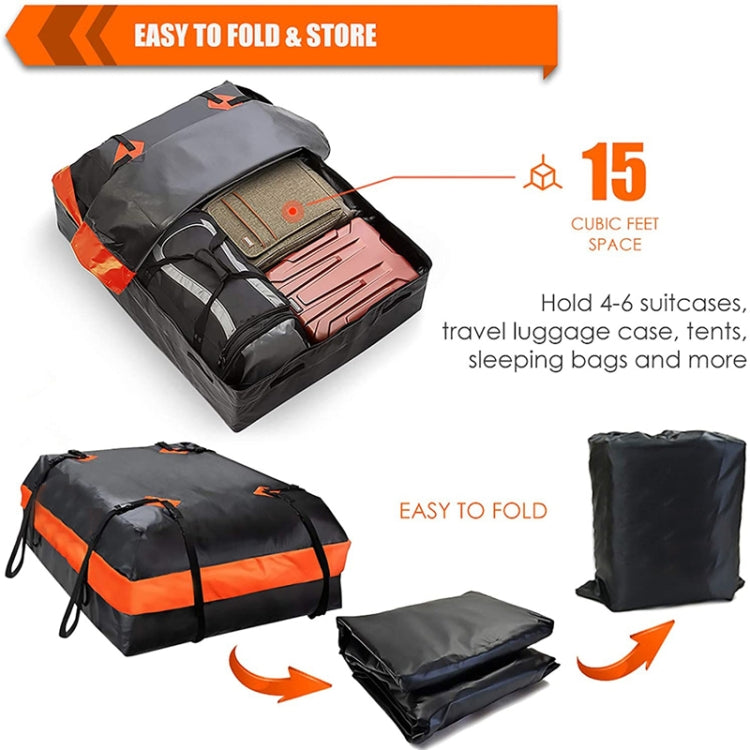 15 Cubic Feet Waterproof Car Roof Storage Luggage Bag(Black) - Roof Racks by buy2fix | Online Shopping UK | buy2fix