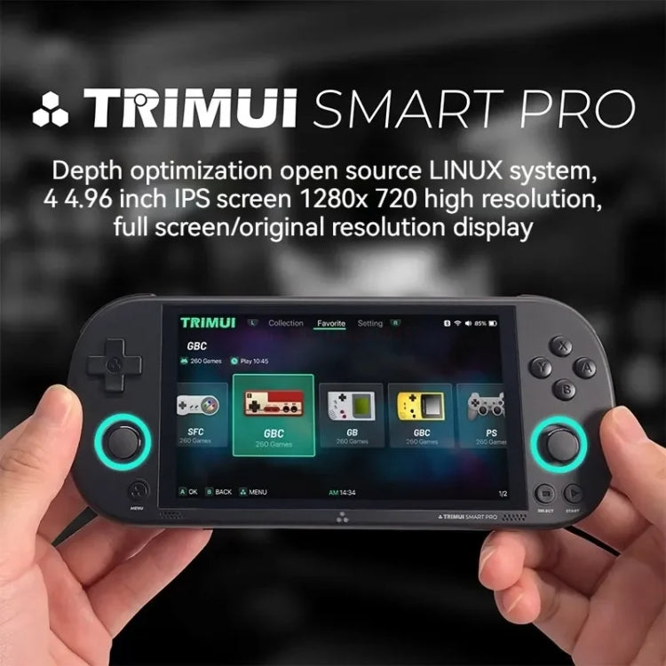Trimui Smart Pro 4.96 Inch IPS Screen Handheld Game Console Open Source Linux System 256G(Black) - Pocket Console by Trimui | Online Shopping UK | buy2fix