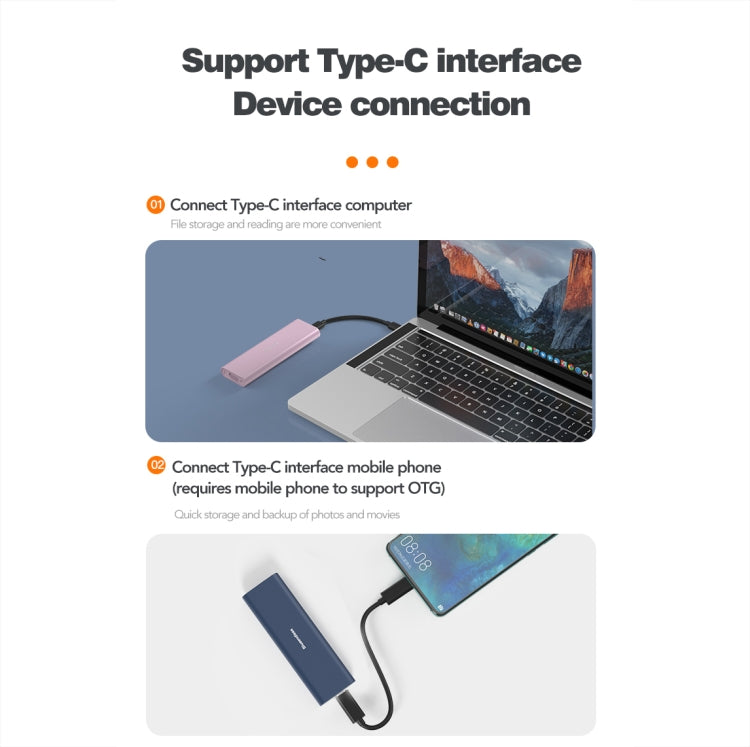 Blueendless M2815SN M.2 Dual Protocol Type-C 3.1 Mobile Hard Disk Box Laptop External SSD(Pink) - HDD Enclosure by Blueendless | Online Shopping UK | buy2fix