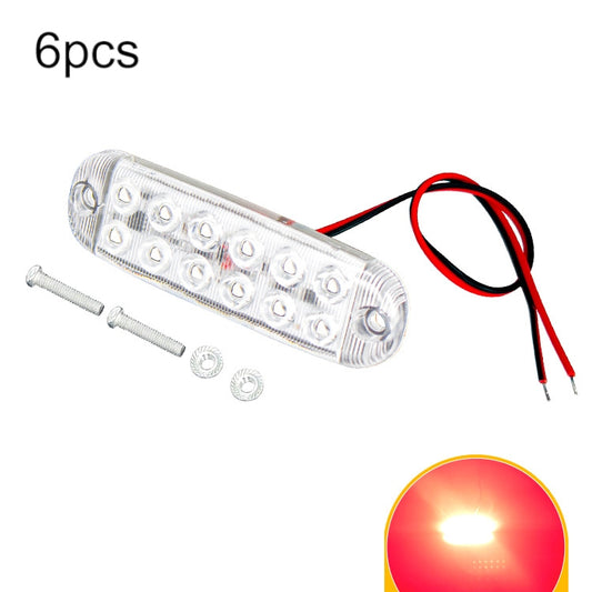 6pcs 12-Bead LED Flashing Warning Lights Motorcycle RV Signal Lights(Red Light) - Clearance Lights by buy2fix | Online Shopping UK | buy2fix
