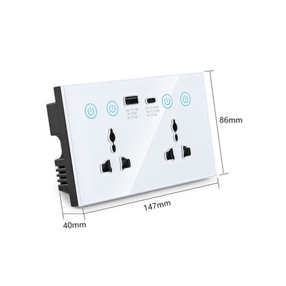 Graffiti Smart Socket With Switch USB+Type-C Dual Port Remote Control Socket, UK Plug, Style: ZigBee White - Smart Socket by buy2fix | Online Shopping UK | buy2fix