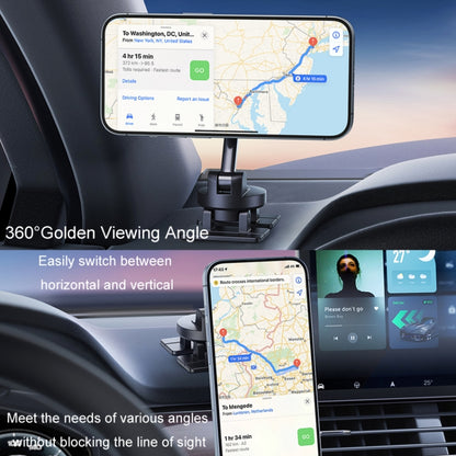 Center Console 360 Rotating Magnetic Car Phone Holder Zinc Alloy Automotive Navigation Bracket(Black) - Car Holders by buy2fix | Online Shopping UK | buy2fix