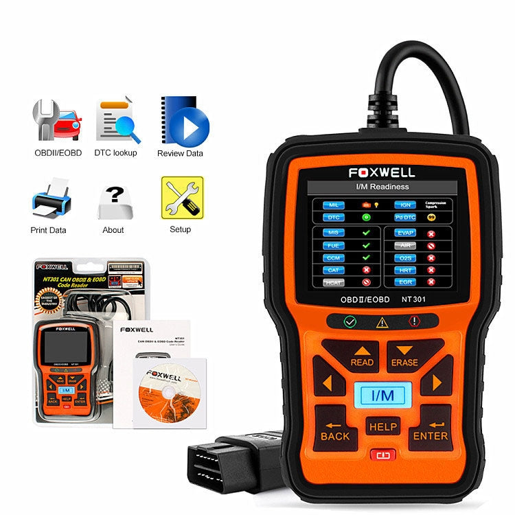 FOXWELL NT301 OBD2 Car Fault Diagnostic Instrument Live Data Code Reader Tool - Electronic Test by FOXWELL | Online Shopping UK | buy2fix