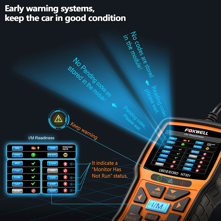 FOXWELL NT301 OBD2 Car Fault Diagnostic Instrument Live Data Code Reader Tool - Electronic Test by FOXWELL | Online Shopping UK | buy2fix