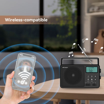 Retekess TR638 LCD Digital Display Full-Band Bluetooth FM Radio Support External Antenna(EU Plug) - Radio Player by Retekess | Online Shopping UK | buy2fix