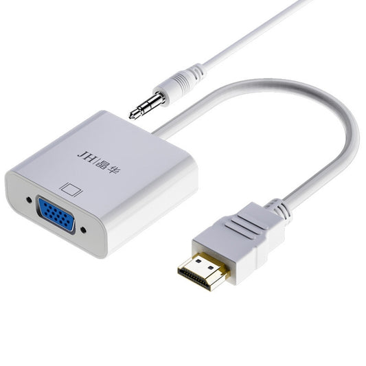 JINGHUA HDMI To VGA Adapter Cable Laptop Video Converter, Color: With Audio White - VGA Converter by JINGHUA | Online Shopping UK | buy2fix