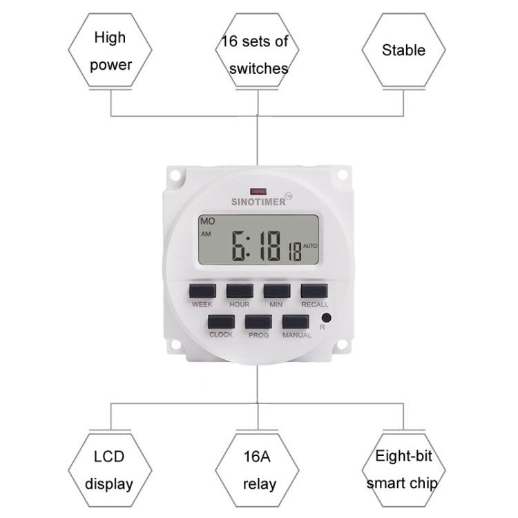 SINOTIMER Programmable Timer Switch Time Controller, Model: TM618H 5V - Digital Countdown by SINOTIMER | Online Shopping UK | buy2fix