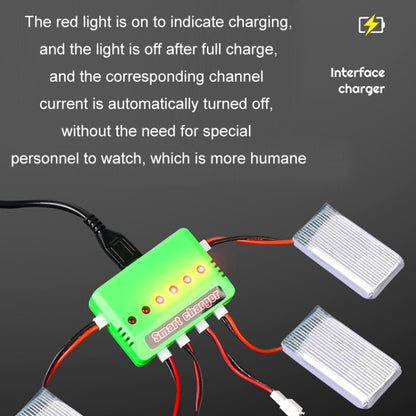 One To Six 3.7V Lithium Battery Drone USB Charger, Color: Green XH2.54 Port - Charger by buy2fix | Online Shopping UK | buy2fix