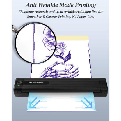 Phomemo TP83-BK Wireless Tattoo Stencil Printer With 10pcs Transfer Paper(Black) - Printer by Phomemo | Online Shopping UK | buy2fix