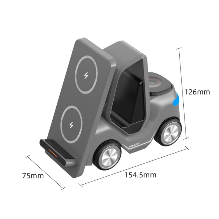 T20S 3-In-1 15W Small Forklift-Shaped Desktop Wireless Charger With LED Atmosphere Light(White) - Wireless Charger by buy2fix | Online Shopping UK | buy2fix